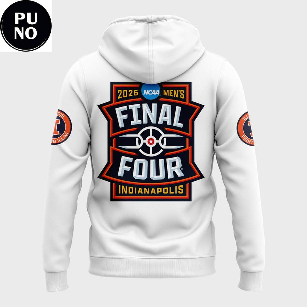 Illinois Fighting Illini 2026 NCAA Men’s Basketball Final Four White Hoodie Shirt