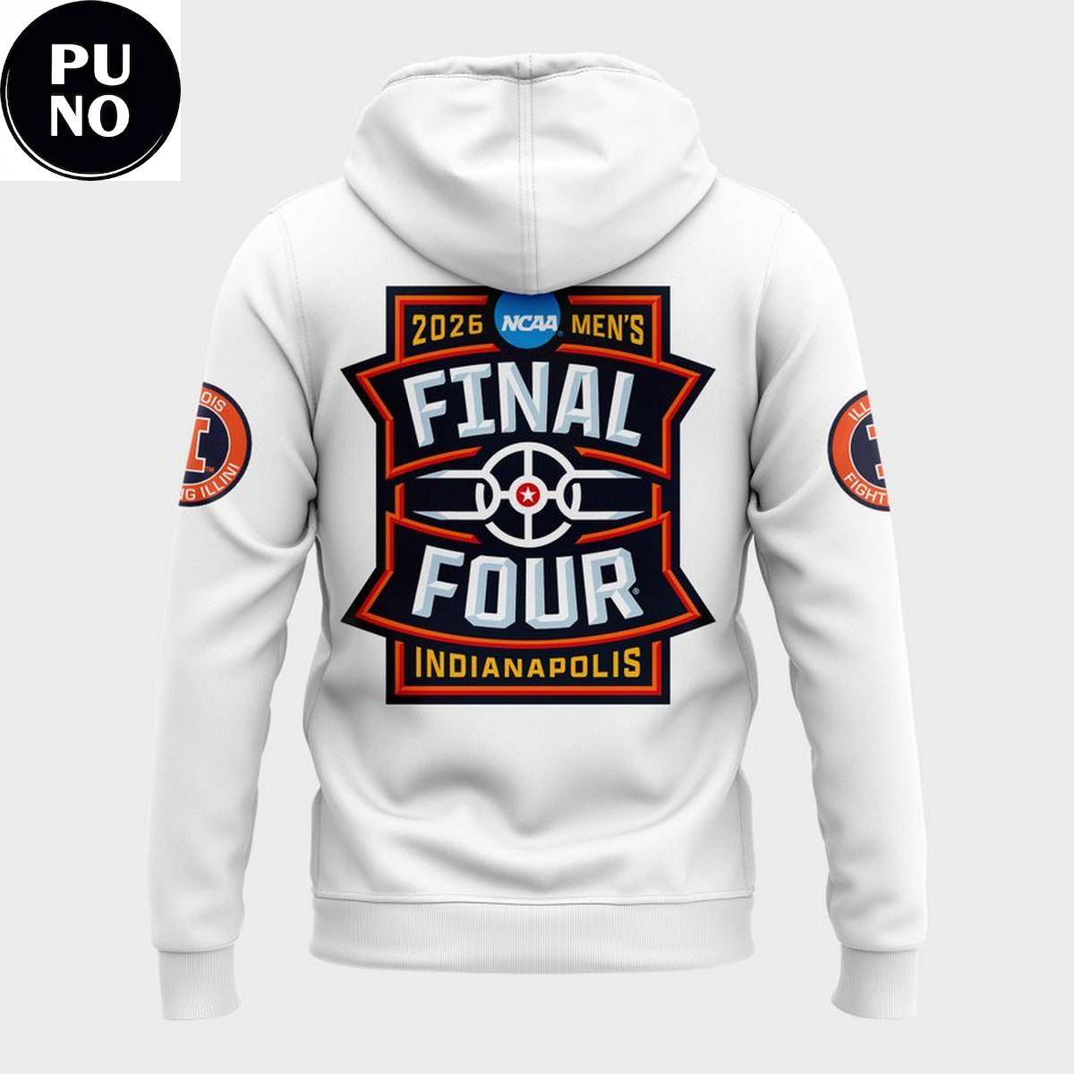 Illinois Fighting Illini 2026 NCAA Men’s Basketball Final Four White Hoodie Shirt
