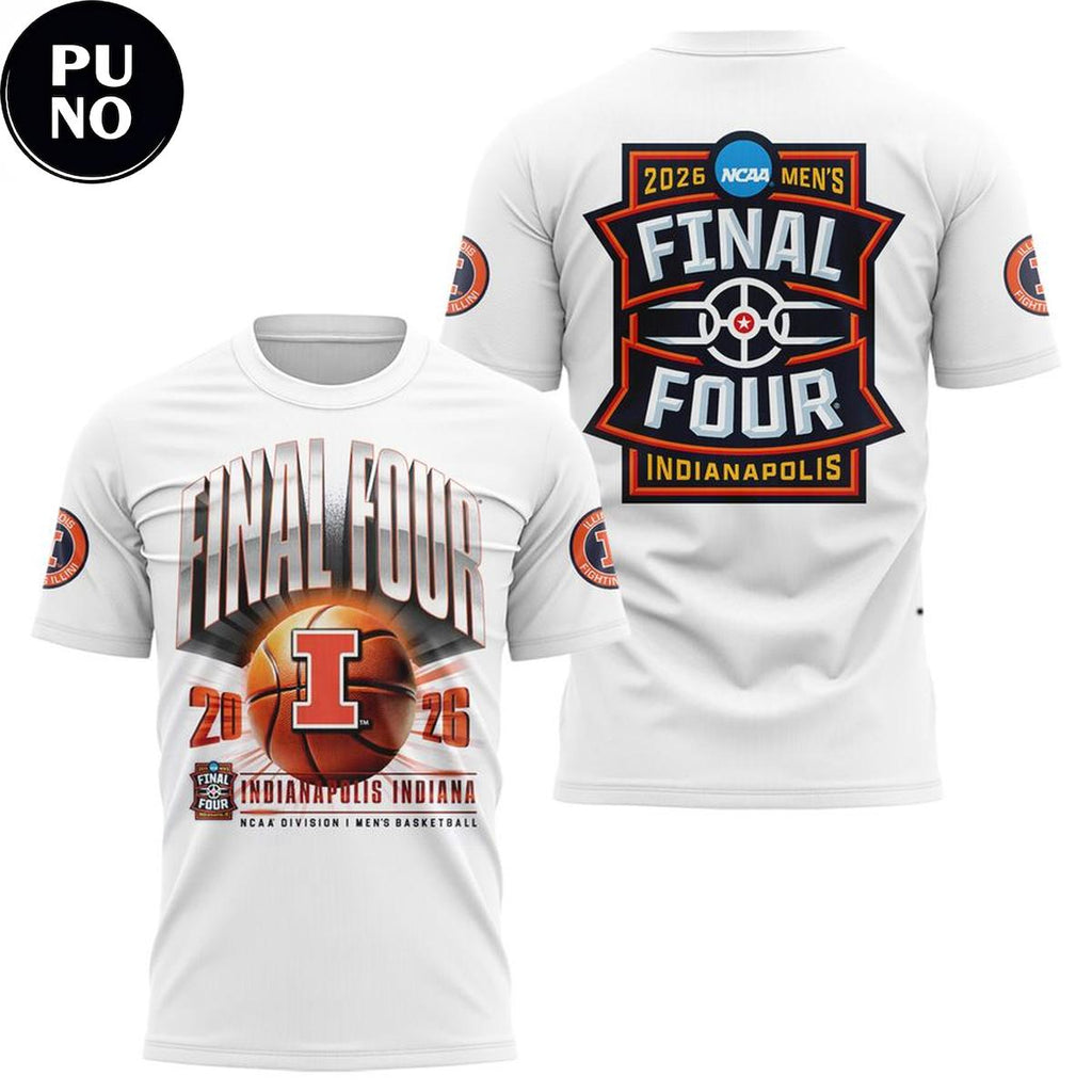 Illinois Fighting Illini 2026 NCAA Men’s Basketball Final Four White Hoodie Shirt