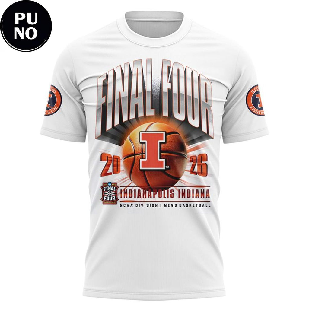 Illinois Fighting Illini 2026 NCAA Men’s Basketball Final Four White Hoodie Shirt