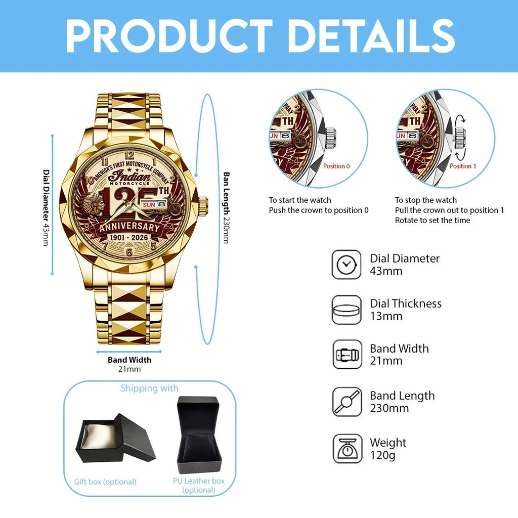 Indian Motorcycle 125th Anniversary Alloy Luxury Quartz Watch – TMTHU10217