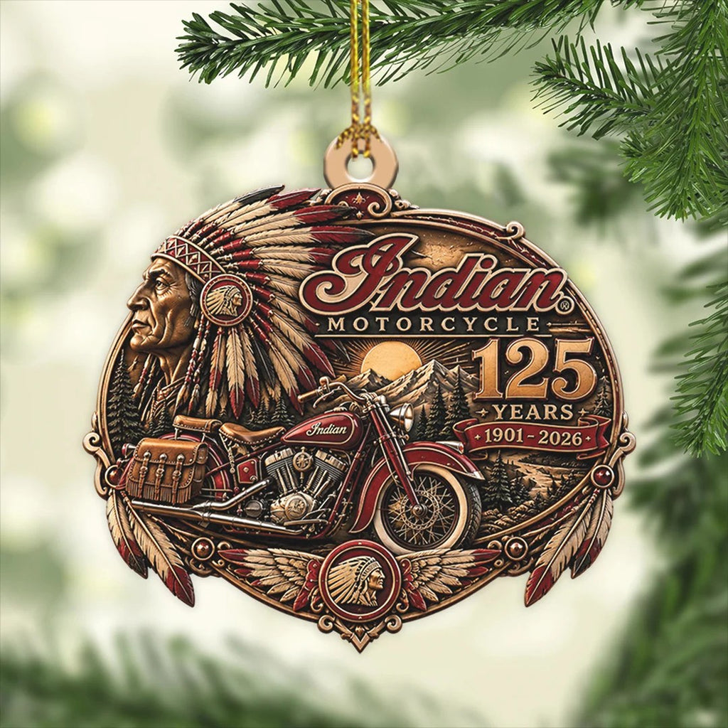 Indian Motorcycle 125th Anniversary Custom Shape 2-side Printed Acrylic Ornament – TANTN26366