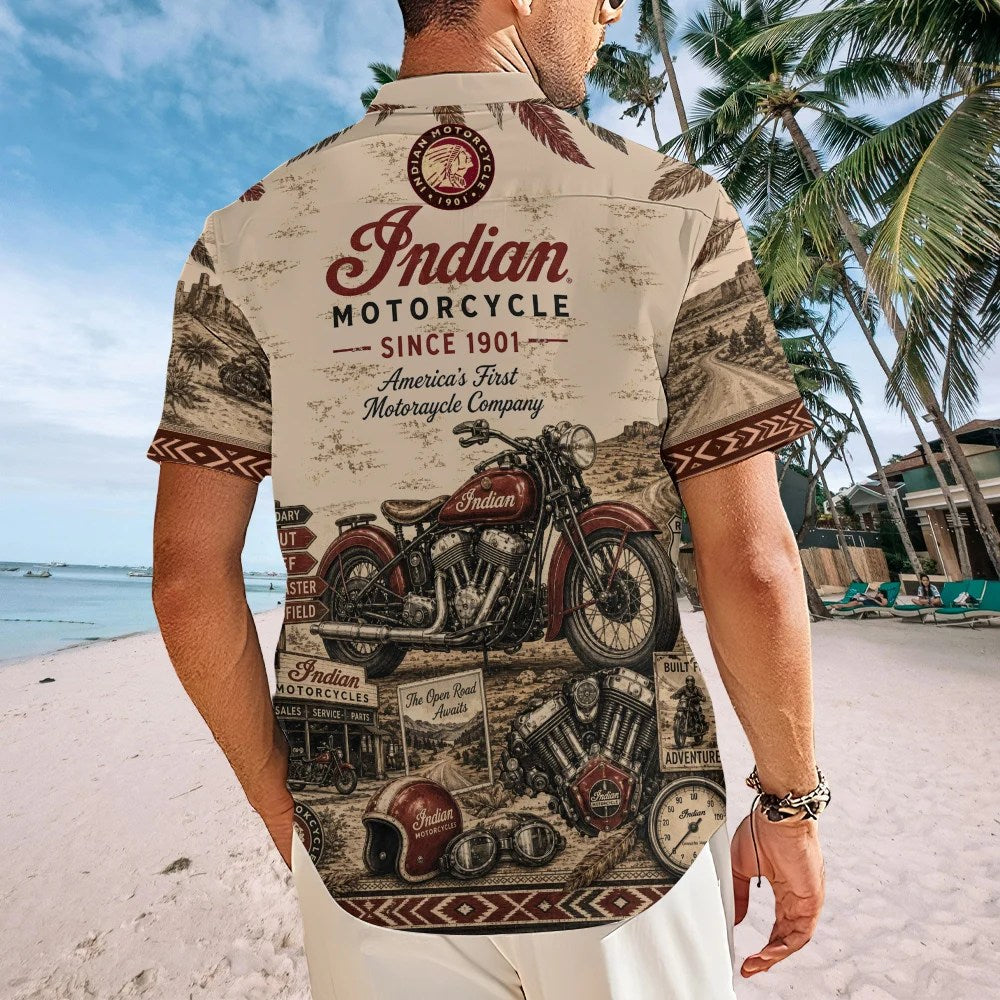 Indian Motorcycle Short Sleeve Button-Down Shirt – MAITM15453