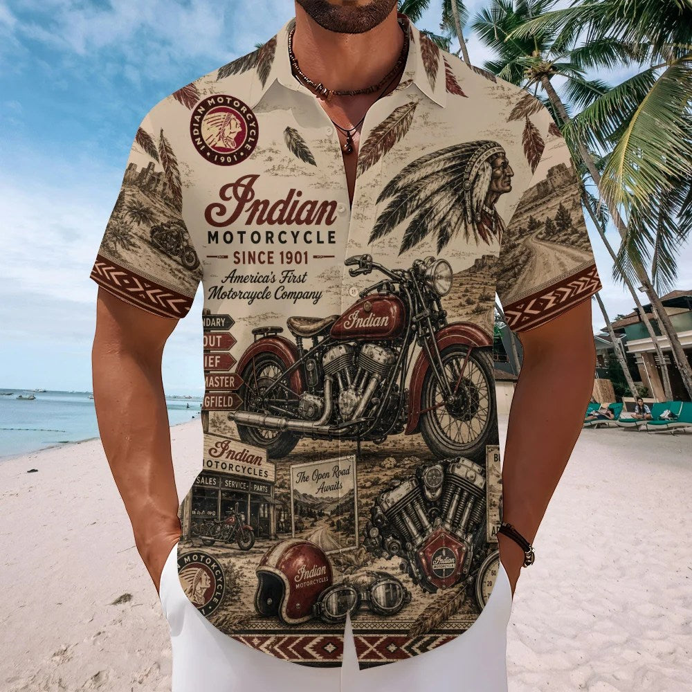 Indian Motorcycle Short Sleeve Button-Down Shirt – MAITM15453