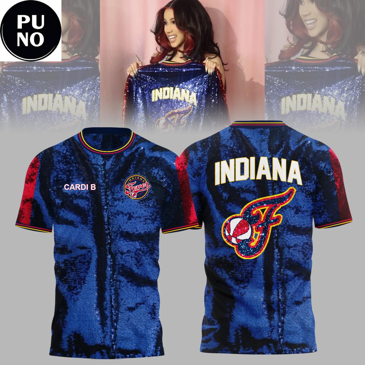 Indiana Fever x Cardi B 2026 Glitter Pattern Hoodie T-Shirt