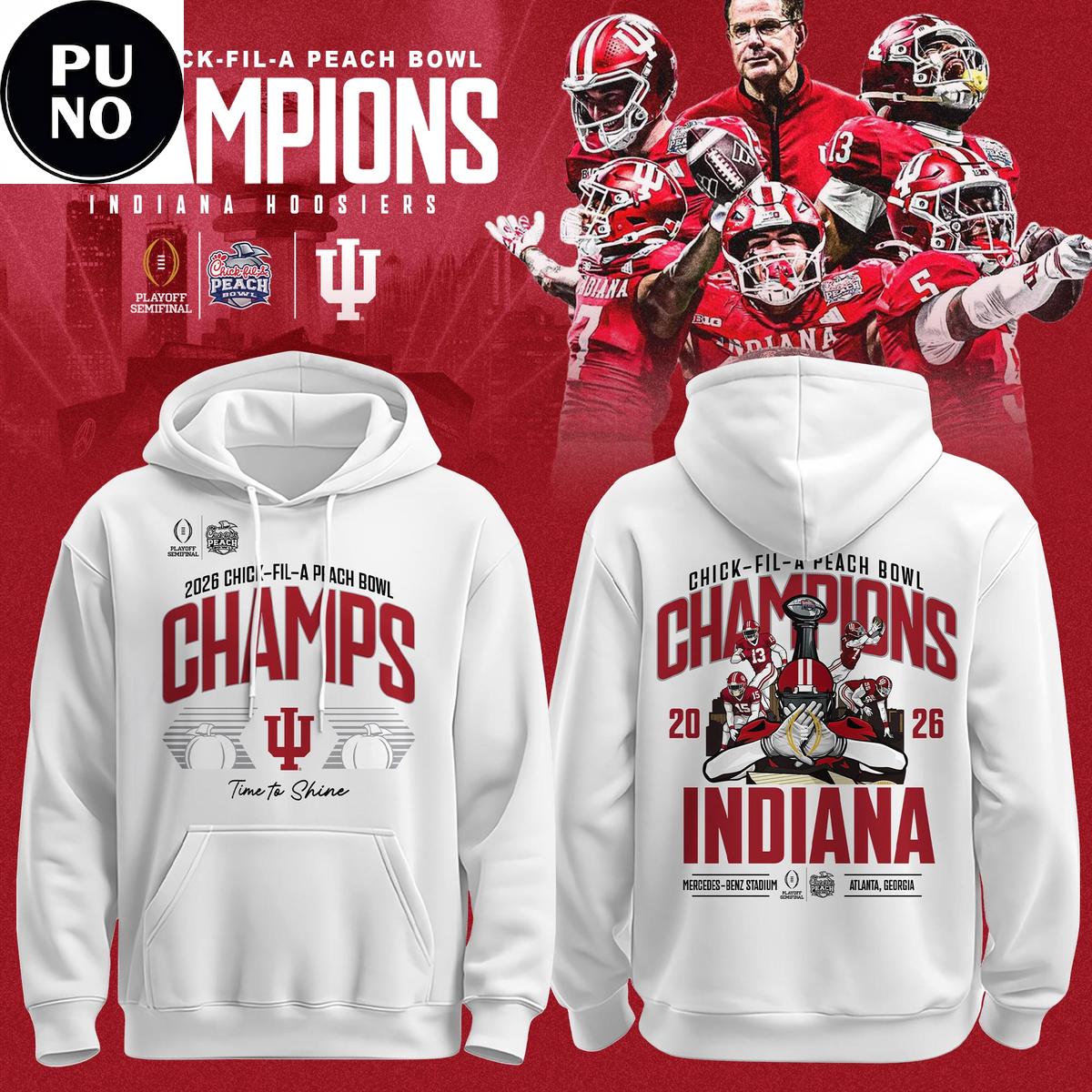 Indiana Hoosiers 2026 Peach Bowl Champions Locker Room Hoodie Shirt