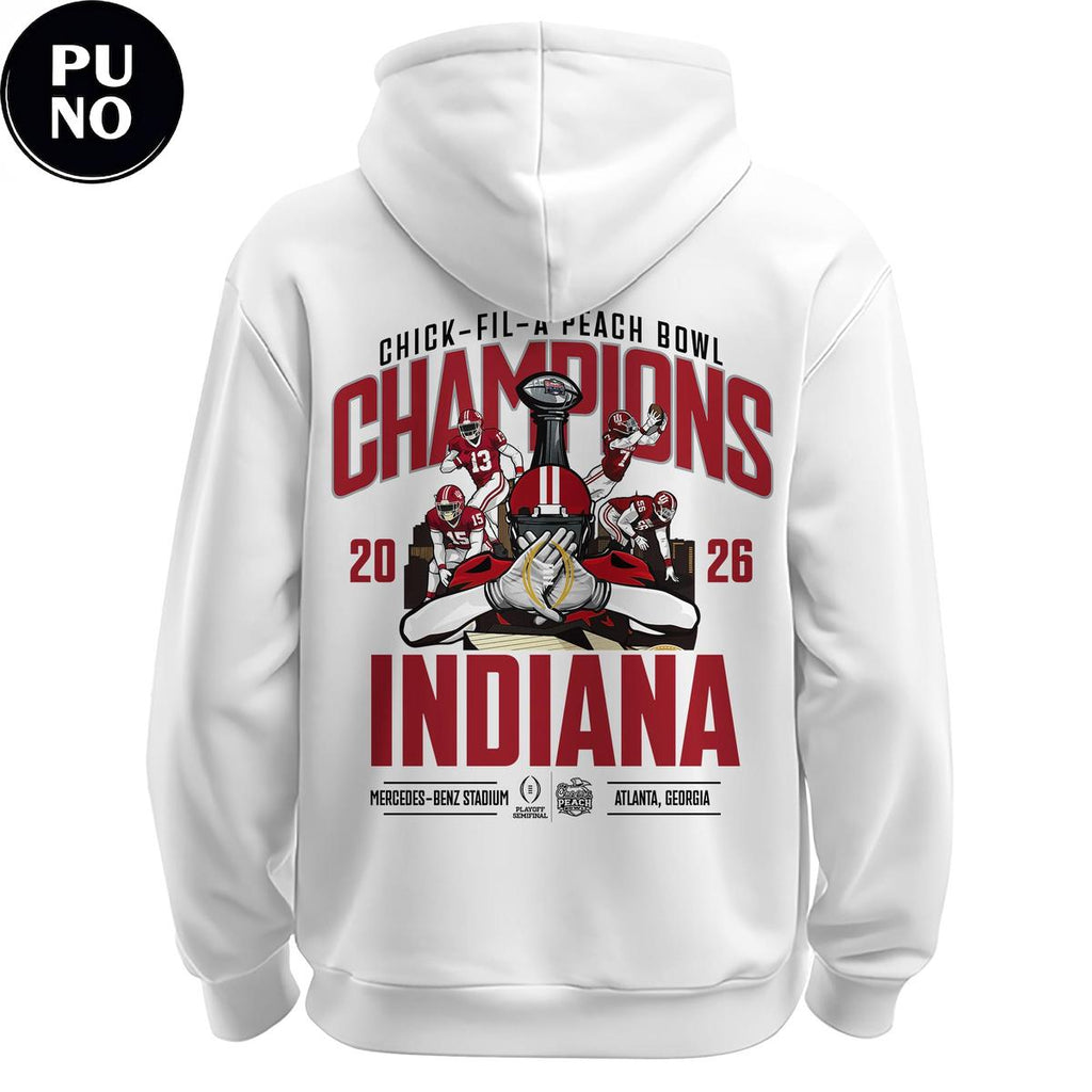 Indiana Hoosiers 2026 Peach Bowl Champions Locker Room Hoodie Shirt