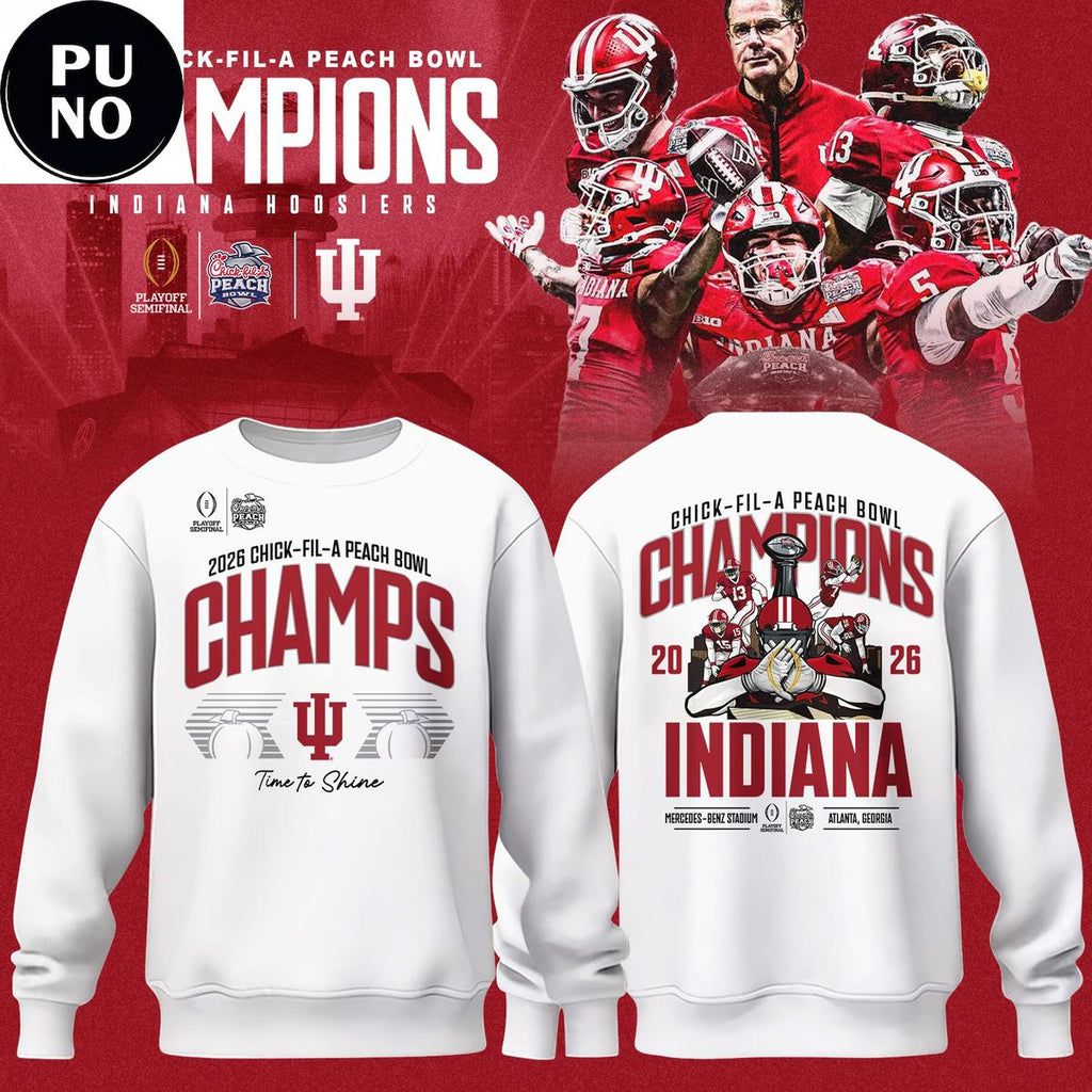 Indiana Hoosiers 2026 Peach Bowl Champions Locker Room Hoodie Shirt