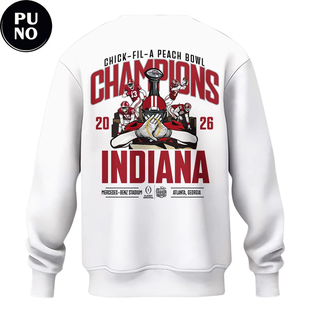 Indiana Hoosiers 2026 Peach Bowl Champions Locker Room Hoodie Shirt