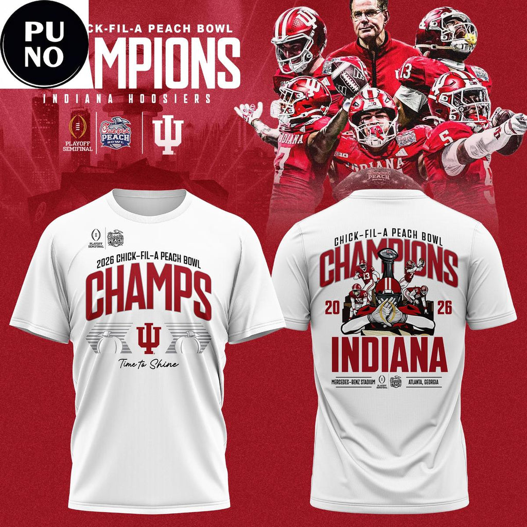 Indiana Hoosiers 2026 Peach Bowl Champions Locker Room Hoodie Shirt