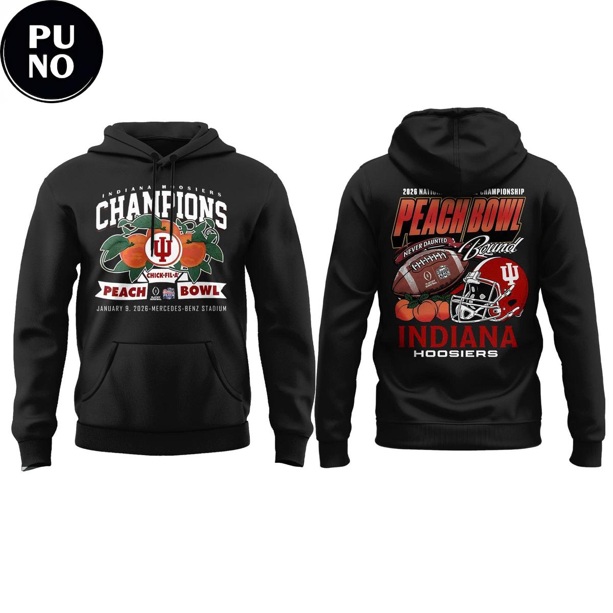 Indiana Hoosiers 2026 Peach Bowl Champions Never Daunted Hoodie T-Shirt