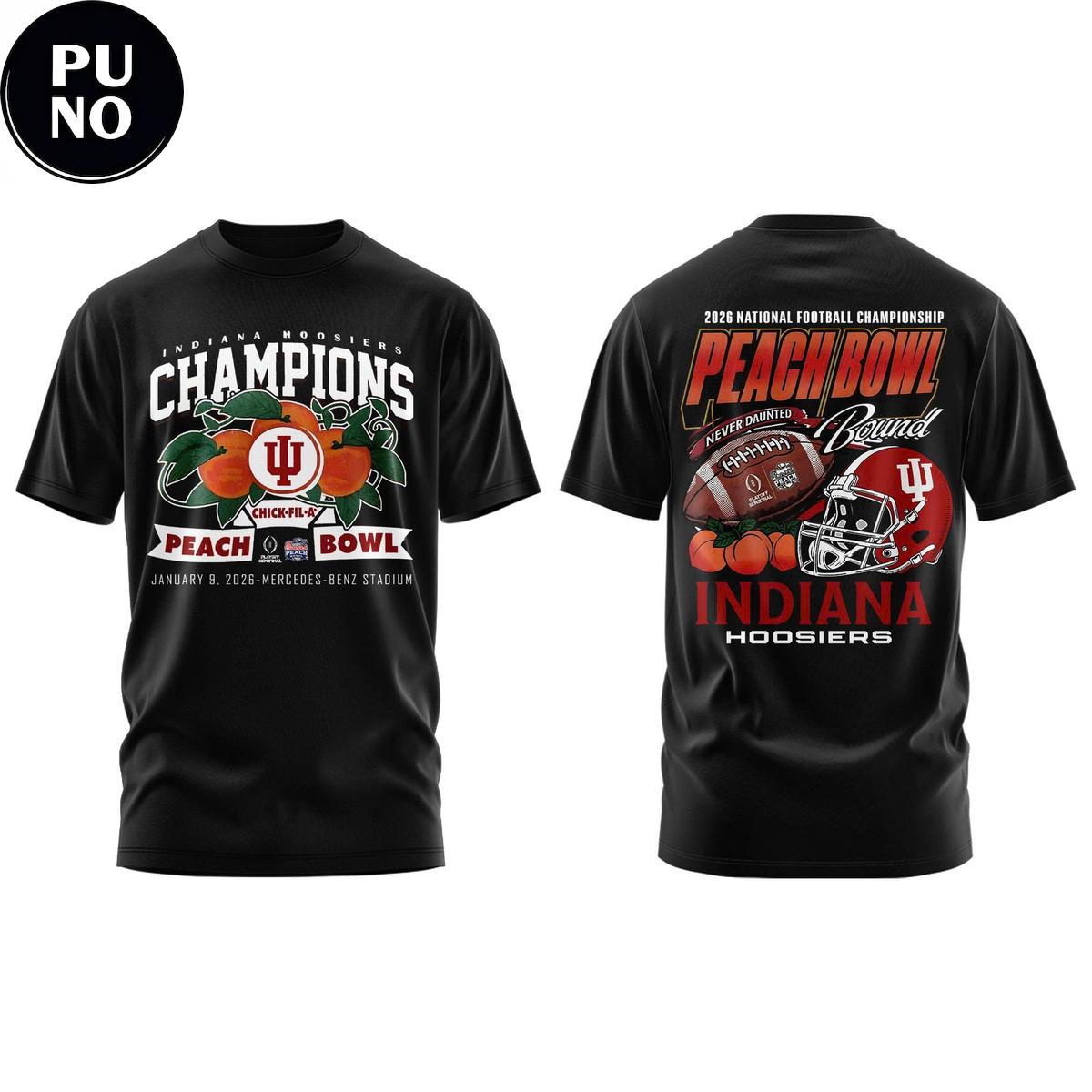 Indiana Hoosiers 2026 Peach Bowl Champions Never Daunted Hoodie T-Shirt