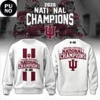 Indiana Hoosiers CFP National Champions 2026 White Hoodie Shirt