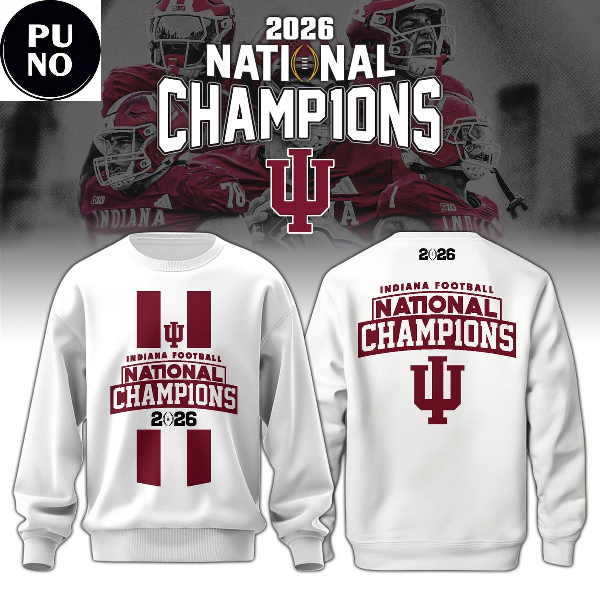 Indiana Hoosiers CFP National Champions 2026 White Hoodie Shirt