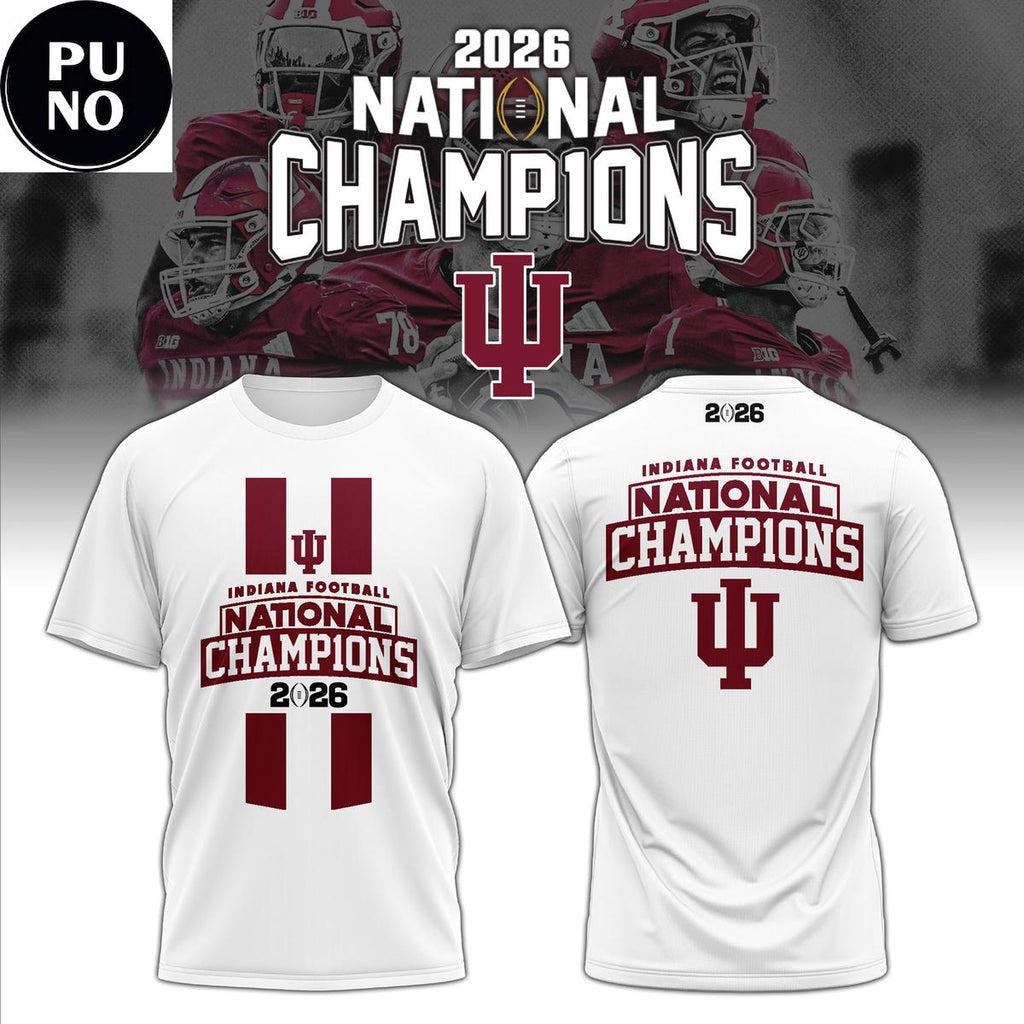 Indiana Hoosiers CFP National Champions 2026 White Hoodie Shirt