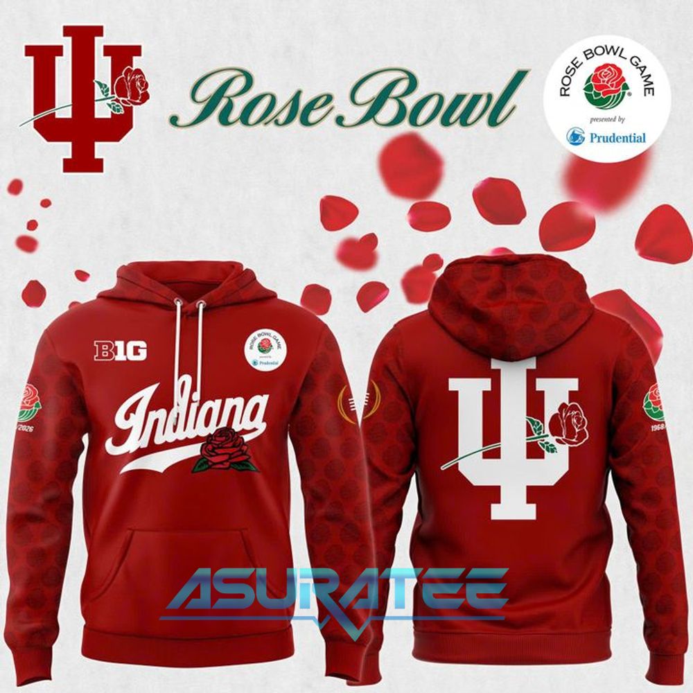 Indiana Hoosiers Football Helmet 2026 Rose Bowl Red Hoodie