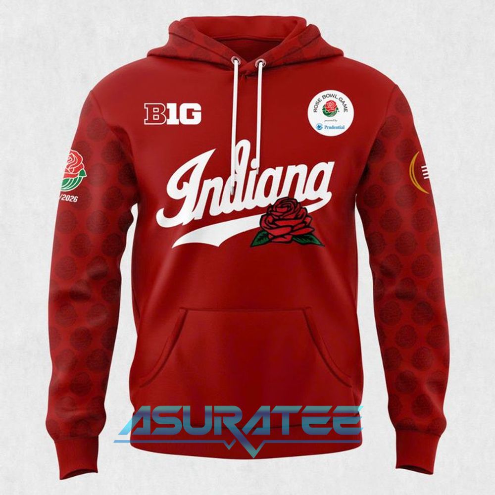 Indiana Hoosiers Football Helmet 2026 Rose Bowl Red Hoodie