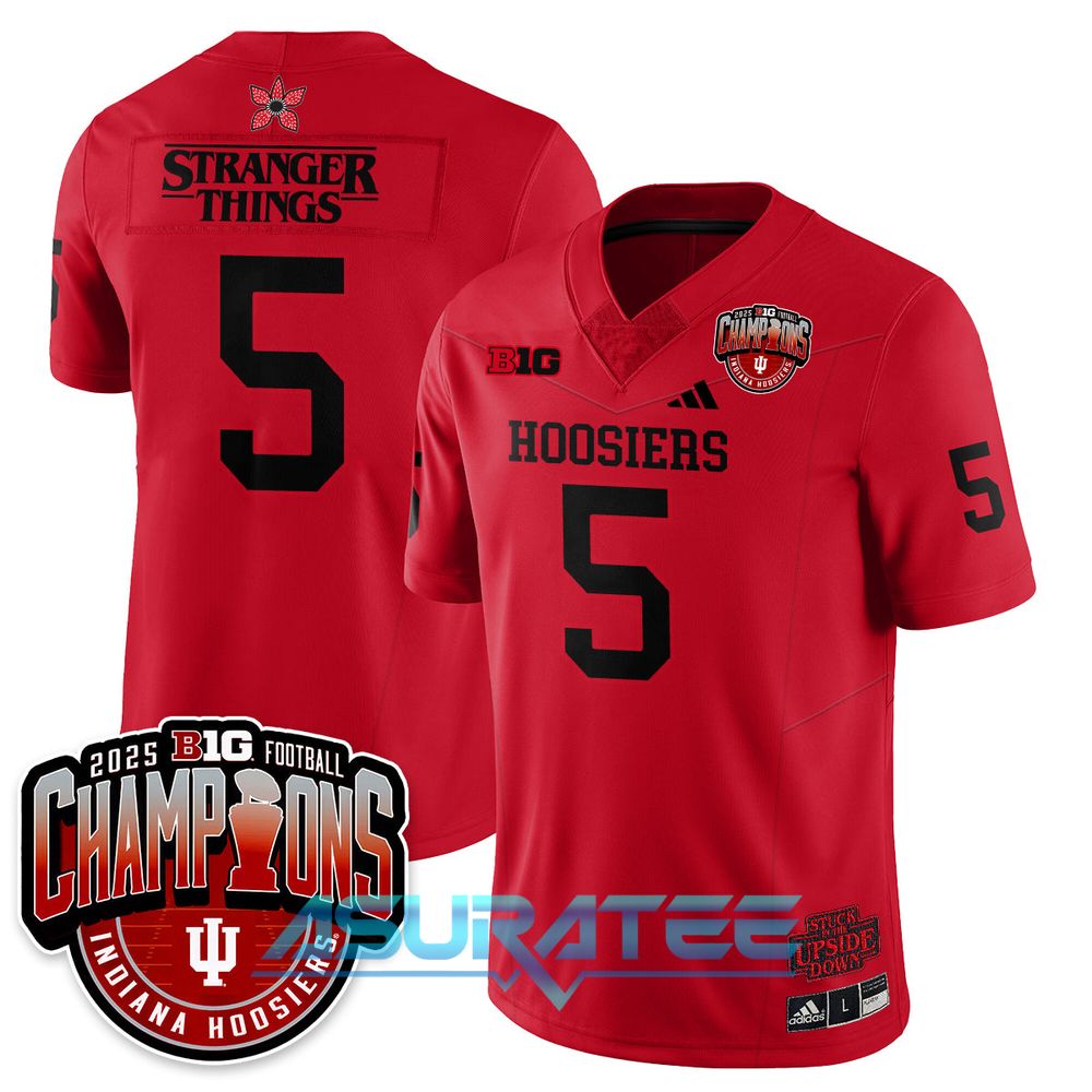 Indiana Hoosiers x Stranger Things 5 Big 10 Champions Football Jersey