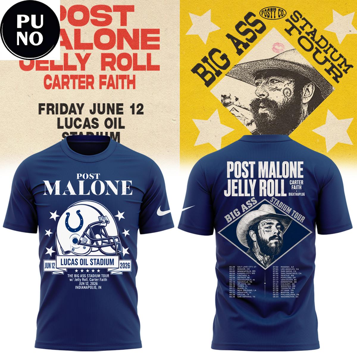 Indianapolis Colts x Post Malone The Big Ass Stadium Tour 2026 T-Shirt