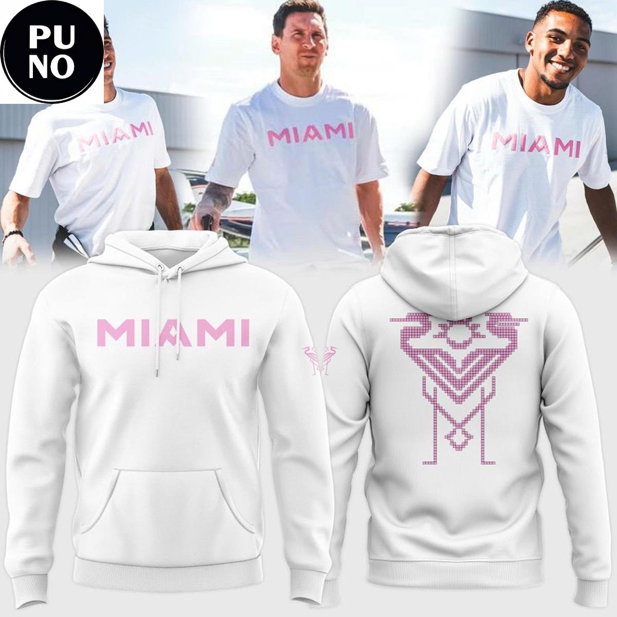 Inter Miami CF Pink Logo Pixel 2026 White Hoodie Shirt