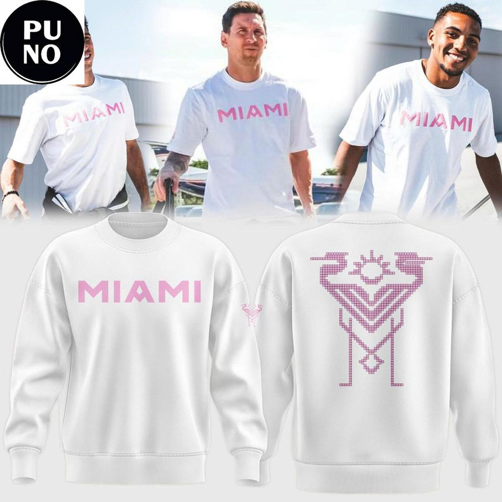 Inter Miami CF Pink Logo Pixel 2026 White Hoodie Shirt