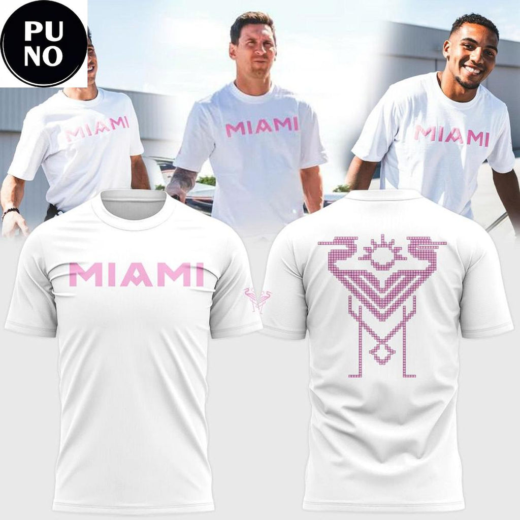Inter Miami CF Pink Logo Pixel 2026 White Hoodie Shirt