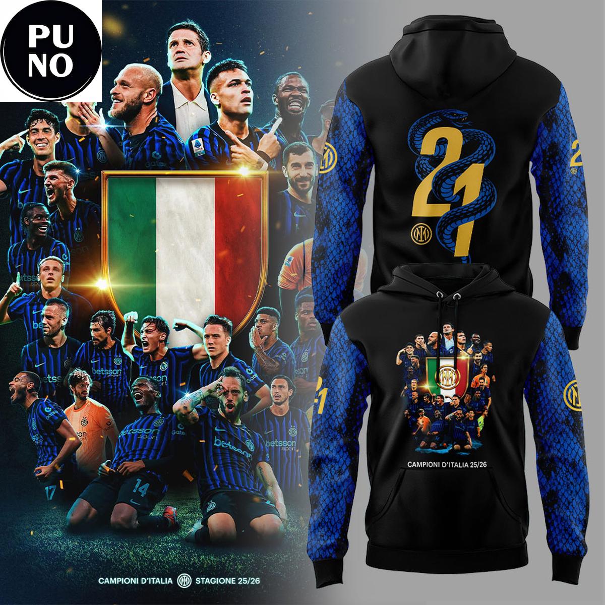 Inter Milan Campioni d’Italia 2026 Champions 21st In Its Legendary History Hoodie T-Shirt