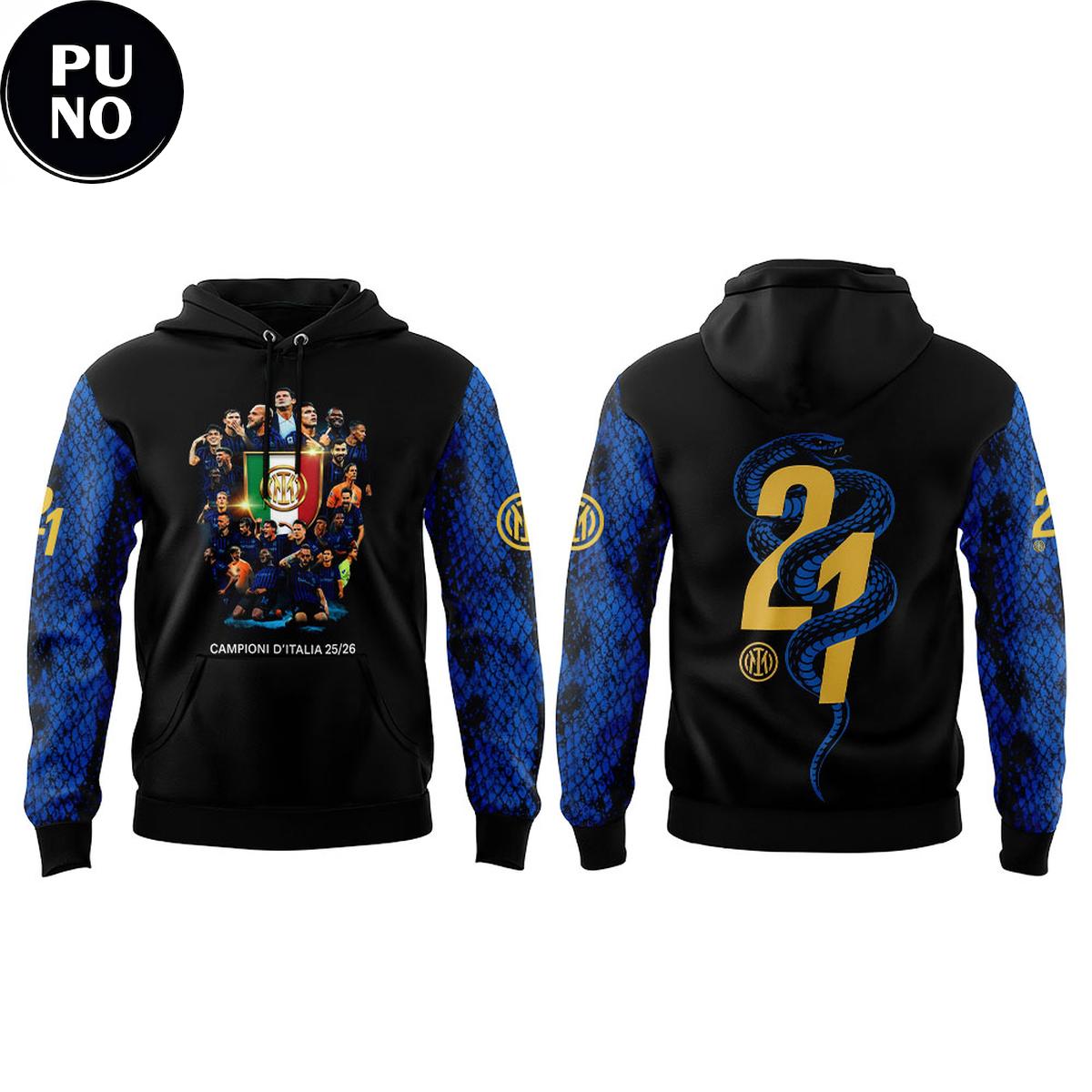 Inter Milan Campioni d’Italia 2026 Champions 21st In Its Legendary History Hoodie T-Shirt