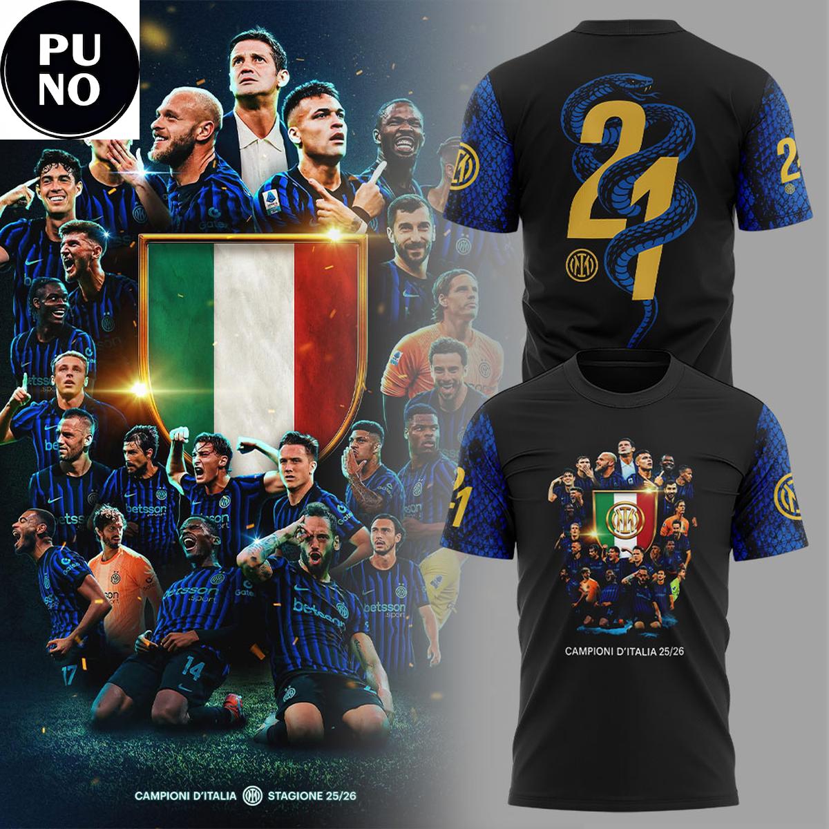 Inter Milan Campioni d’Italia 2026 Champions 21st In Its Legendary History Hoodie T-Shirt
