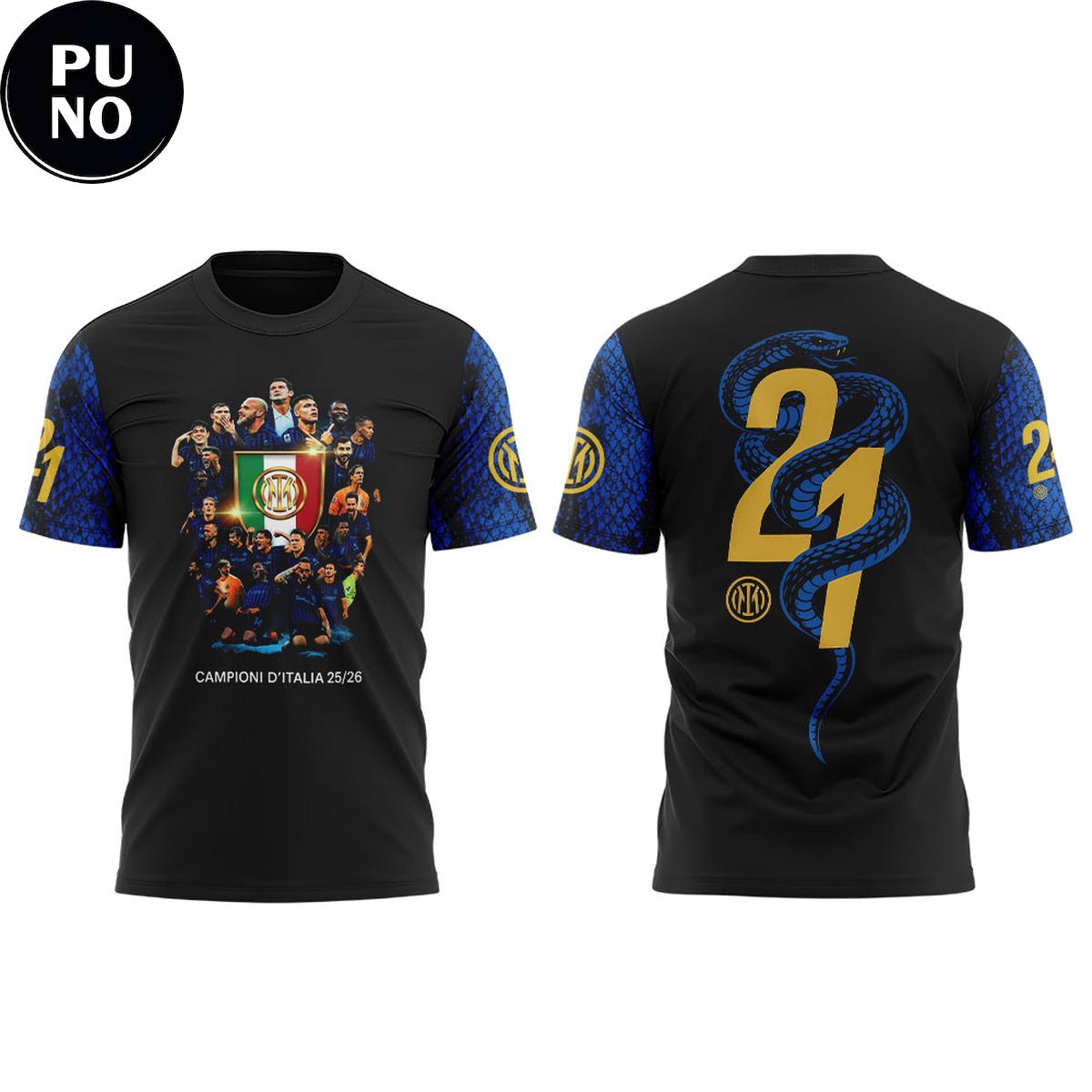 Inter Milan Campioni d’Italia 2026 Champions 21st In Its Legendary History Hoodie T-Shirt