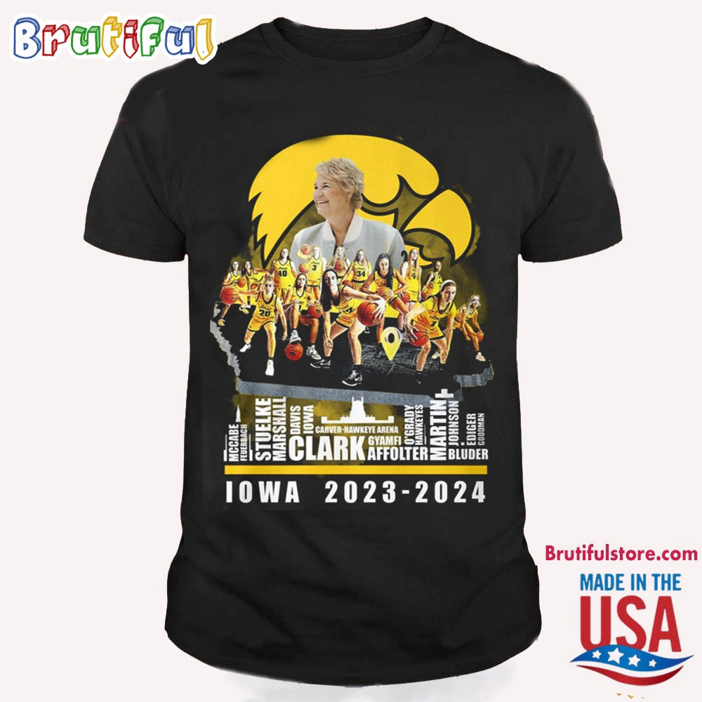 Iowa Hawkeyes Caitlin Clark And Coach Lisa Bluder Women’s Basketball 2023-2024 T Shirt
