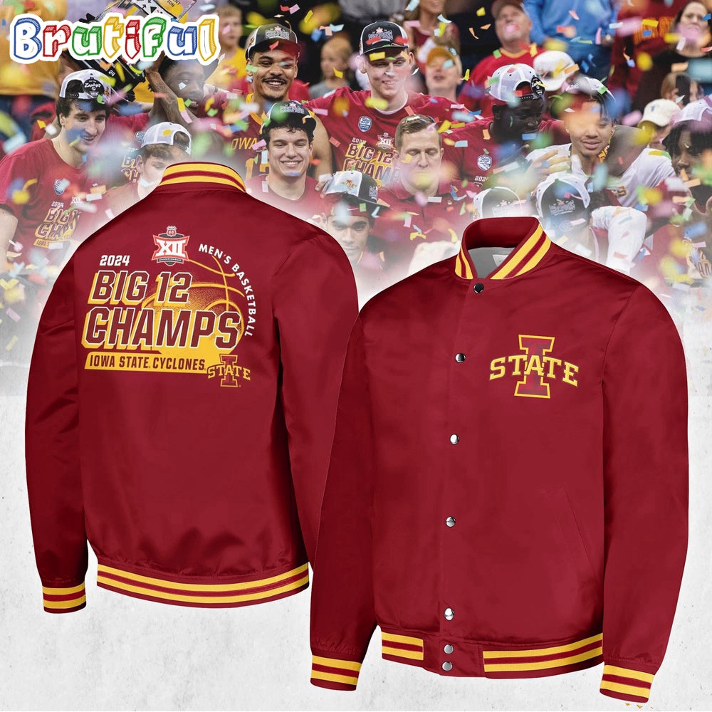 Iowa State Cyclones 2024 Big 12 Men’s Basketball Conference Tournament Champions Baseball Jacket