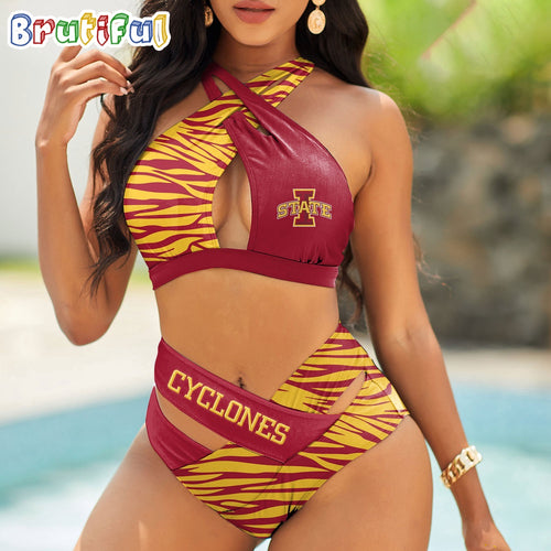 Iowa State Cyclones Zebra Women Bikini Set Sporty Bikini Sets