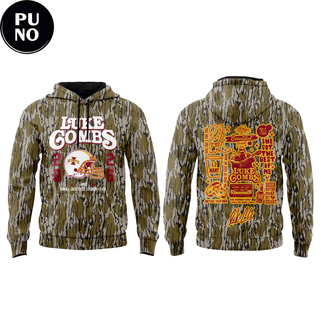 Iowa State x Luke Combs My Kinda Saturday Night Tour 2026 Camo Hoodie T-Shirt