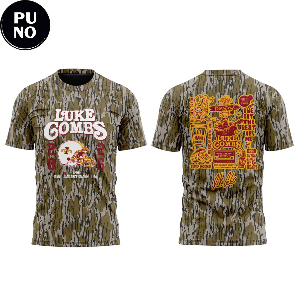 Iowa State x Luke Combs My Kinda Saturday Night Tour 2026 Camo Hoodie T-Shirt