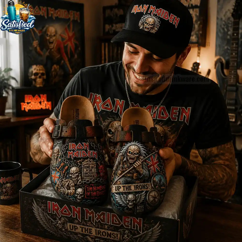 Iron Maiden Up the Irons 3D Graphic Suede Clogs