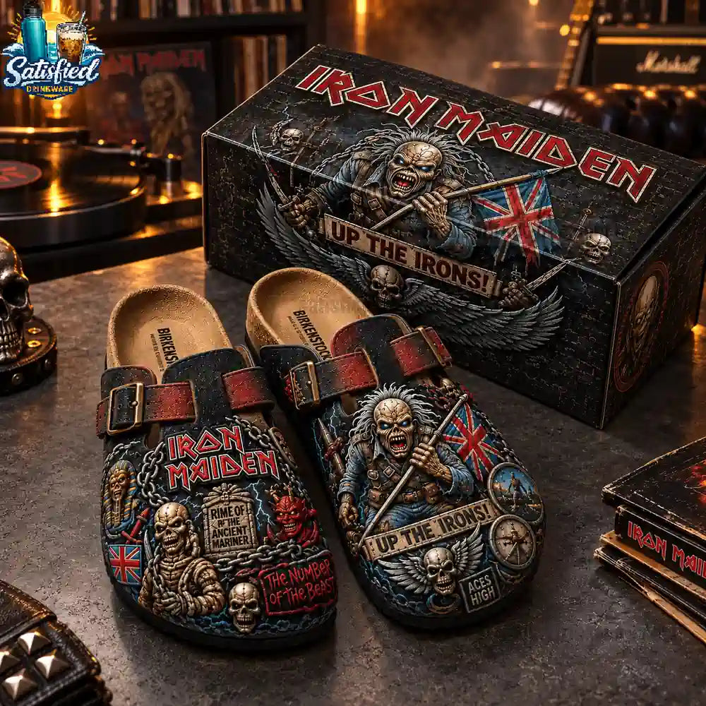 Iron Maiden Up the Irons 3D Graphic Suede Clogs