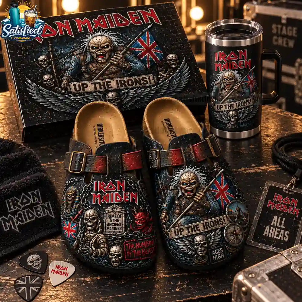 Iron Maiden Up the Irons 3D Graphic Suede Clogs