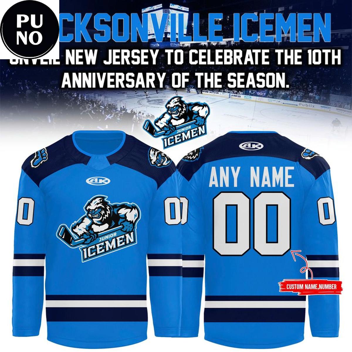 Jacksonville IceMen 2026 Celebrate 10th Anniversary Personalized Hockey Jersey