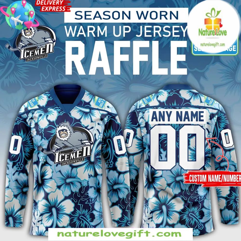 Jacksonville Icemen 2026 Game Worn Hockey Jersey Warm Up