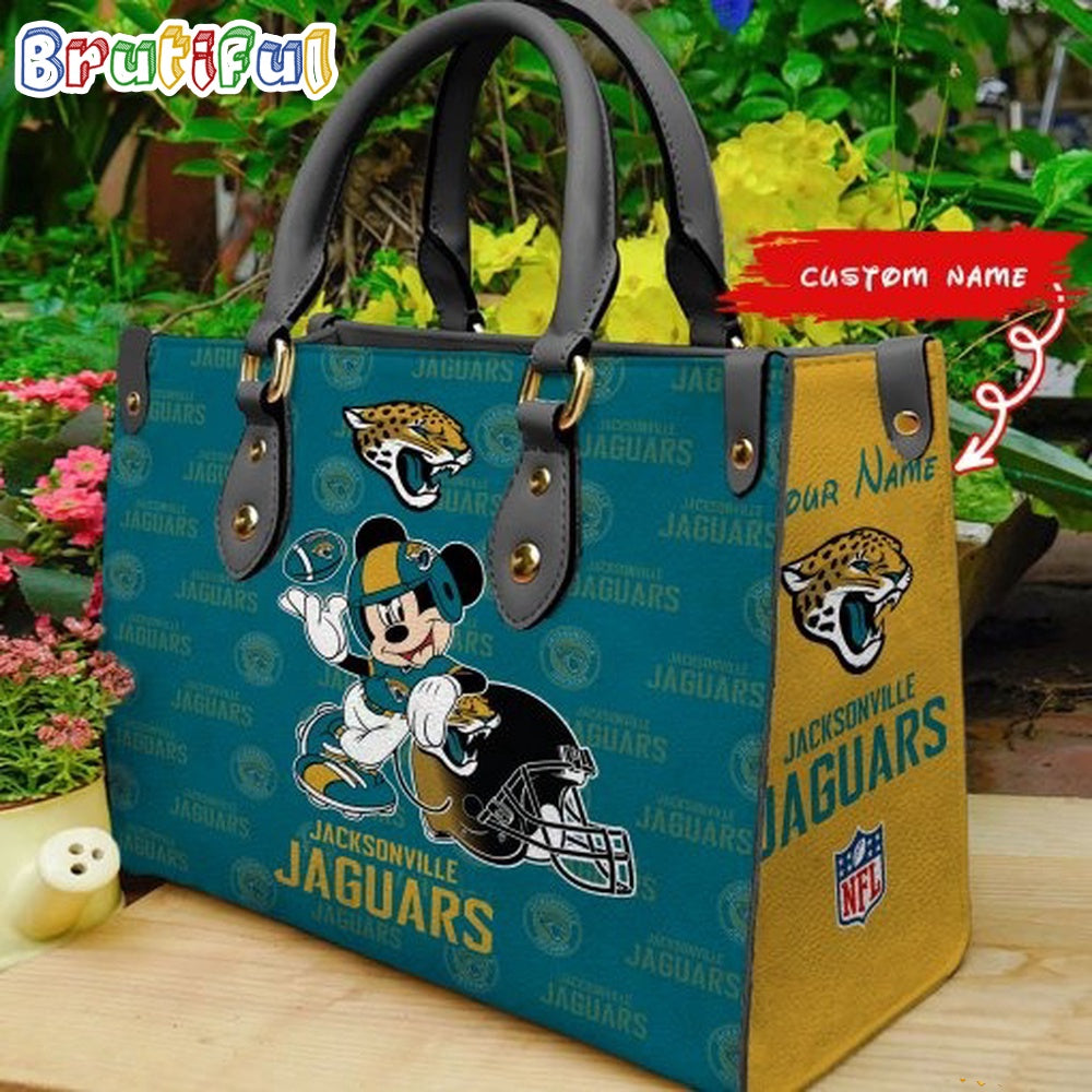 Jacksonville Jaguars Mickey Leather Bag Custom Name Women Bag