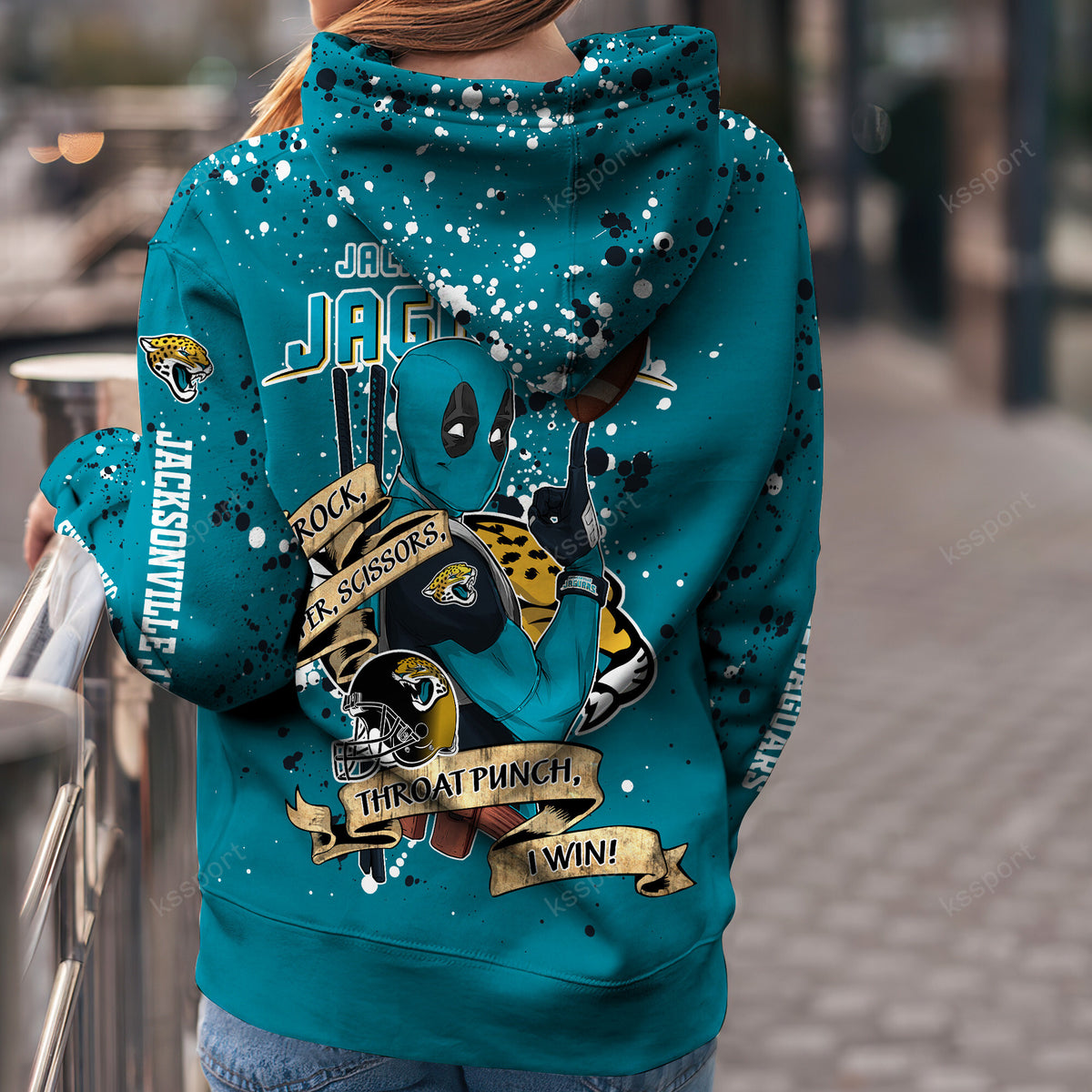 Custom NFL Jacksonville Jaguars Hoodie Leggings Rock Paper Scissors Throat Punch I Win Hoodie