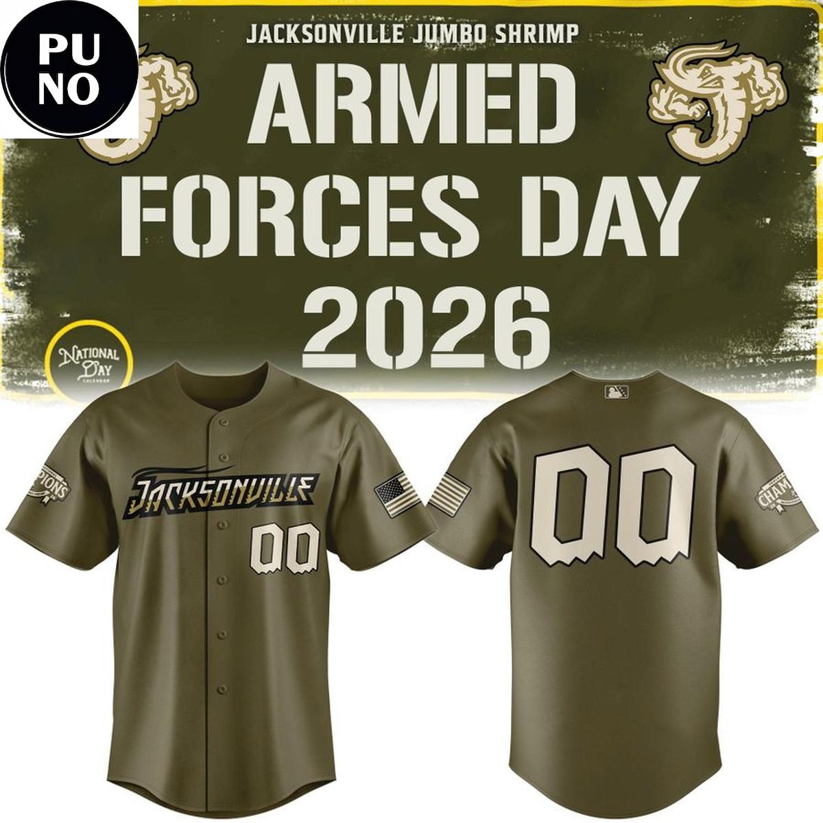 Jacksonville Jumbo Shrimp x Armed Forces Day 2026 Personalized Baseball Jersey