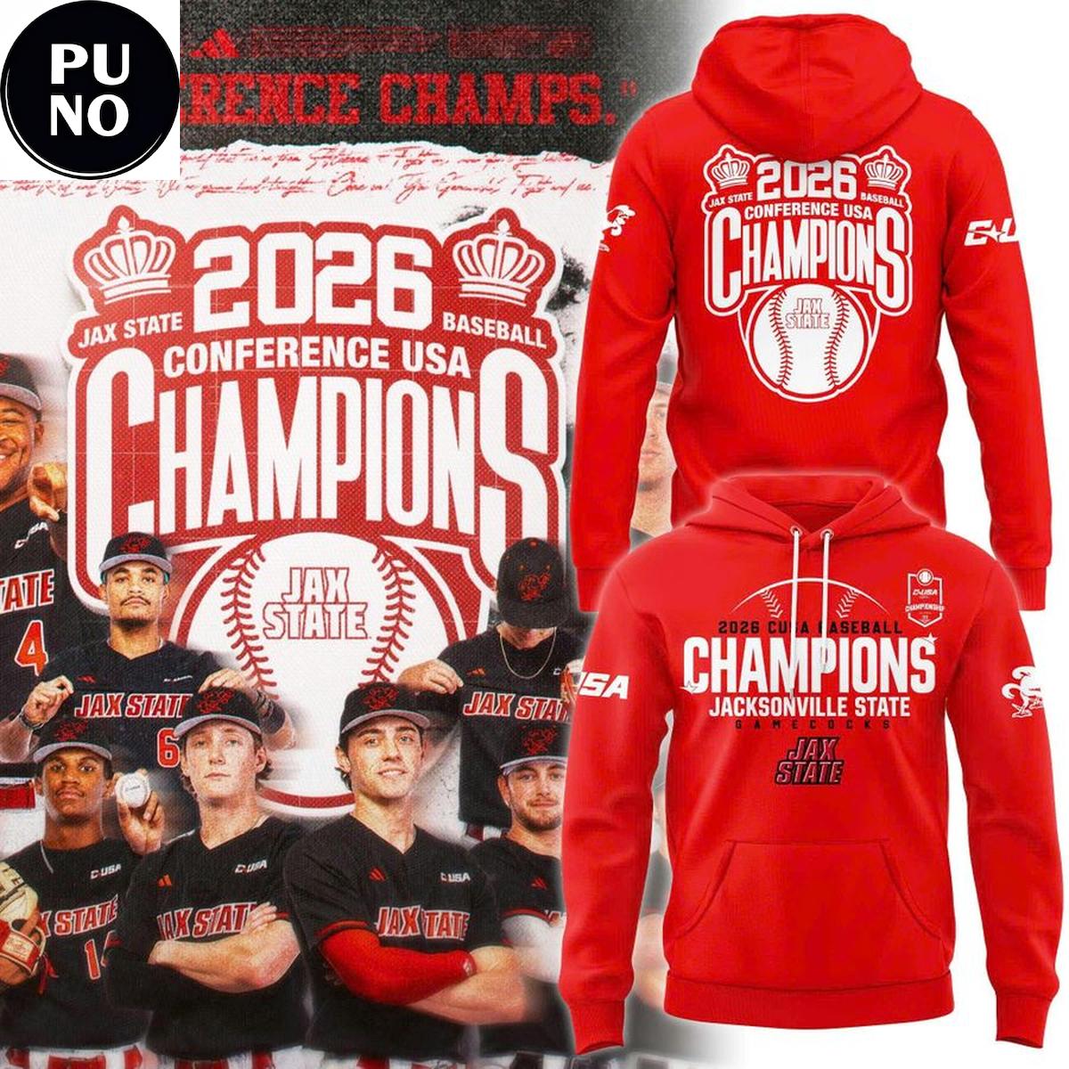 Jacksonville State Gamecocks 2026 Conference USA Champions Hoodie T-Shirt