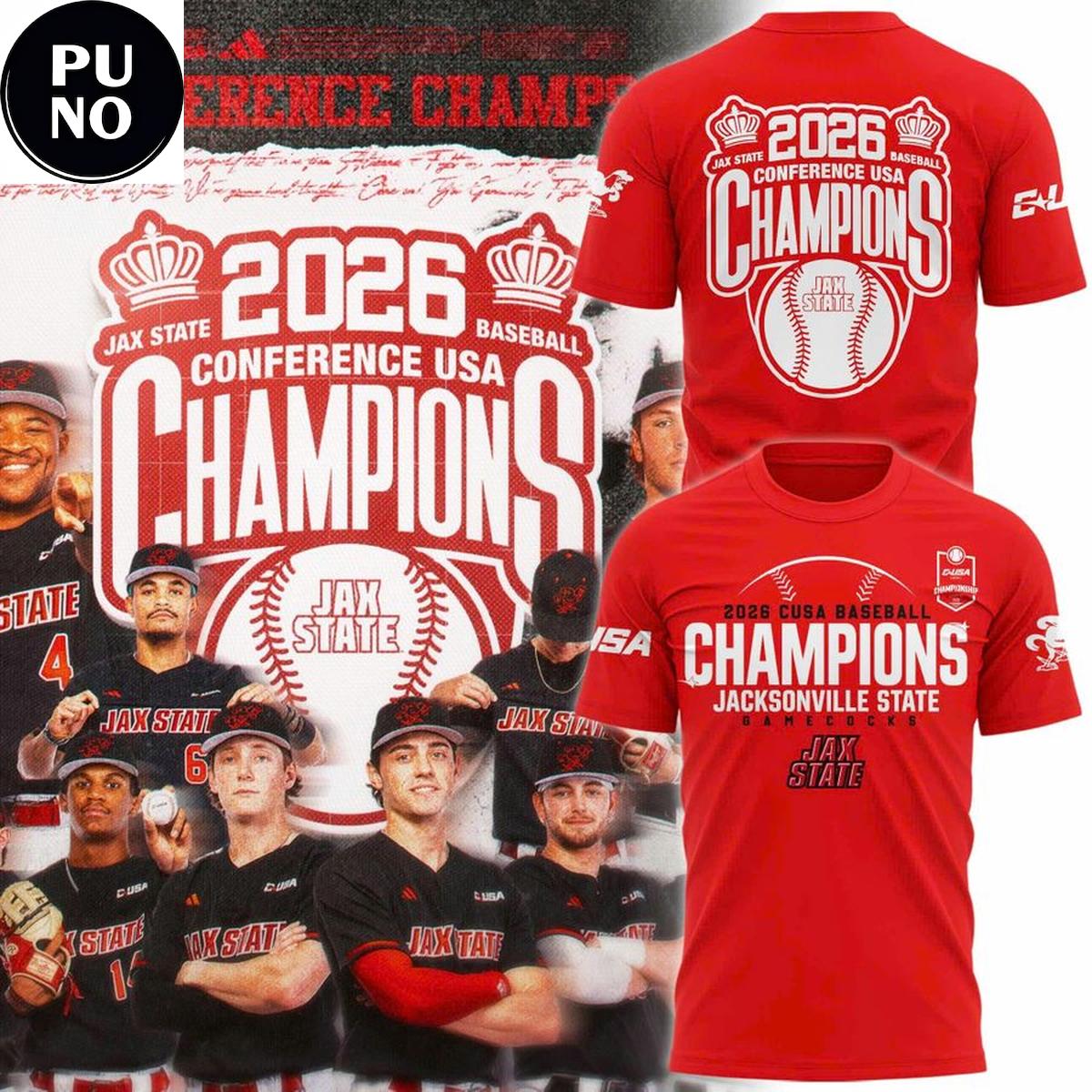 Jacksonville State Gamecocks 2026 Conference USA Champions Hoodie T-Shirt