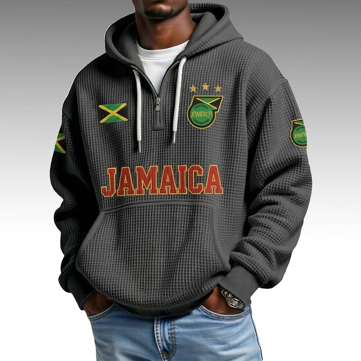 Jamaica World Cup 2026 Waffle Quarter Zip Hoodie