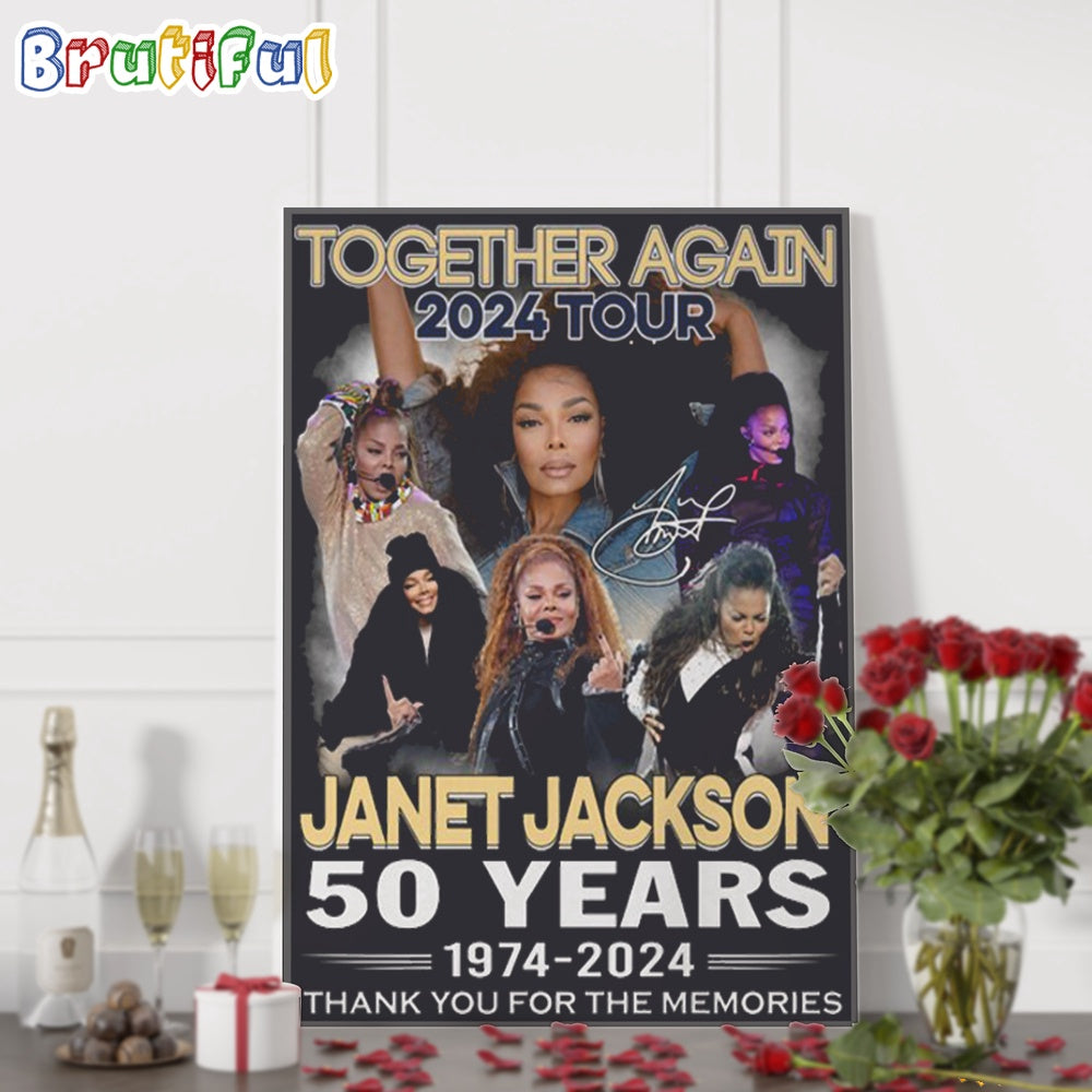 Janet Jackson Together Again 2024 Tour Signature Wall Art Poster Canvas