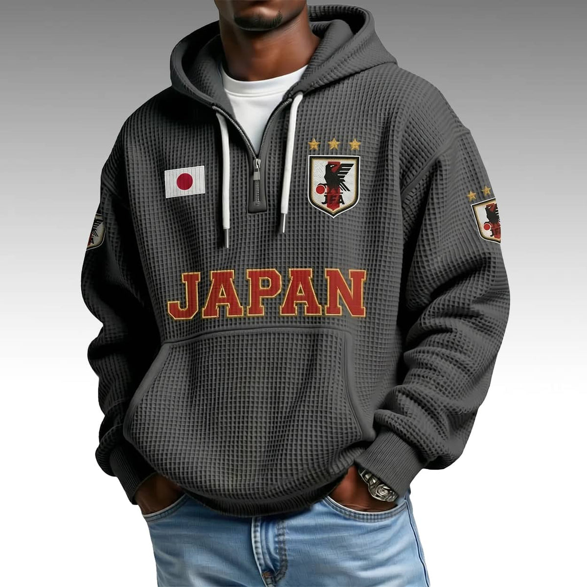 Japan World Cup 2026 Waffle Quarter Zip Hoodie