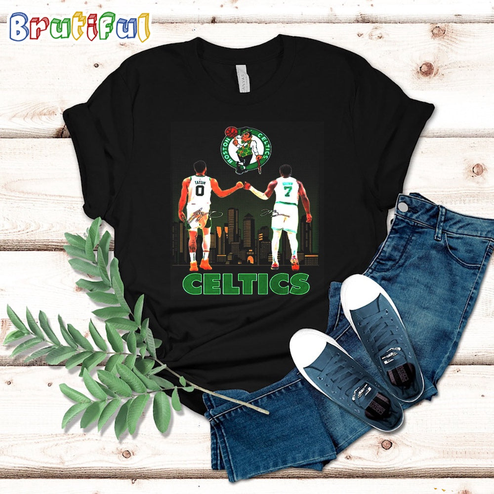 Jaylen Brown And Jayson Tatum Boston Celtics Skyline Signatures T Shirt
