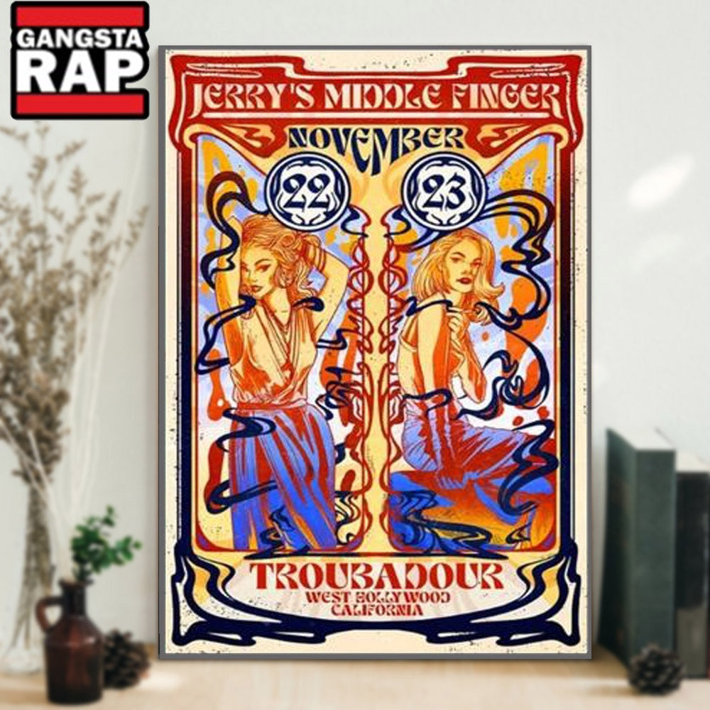Jerry’s Middle Finger Nov 22-23 2024 Troubadour West Hollywood CA Poster Canvas Art